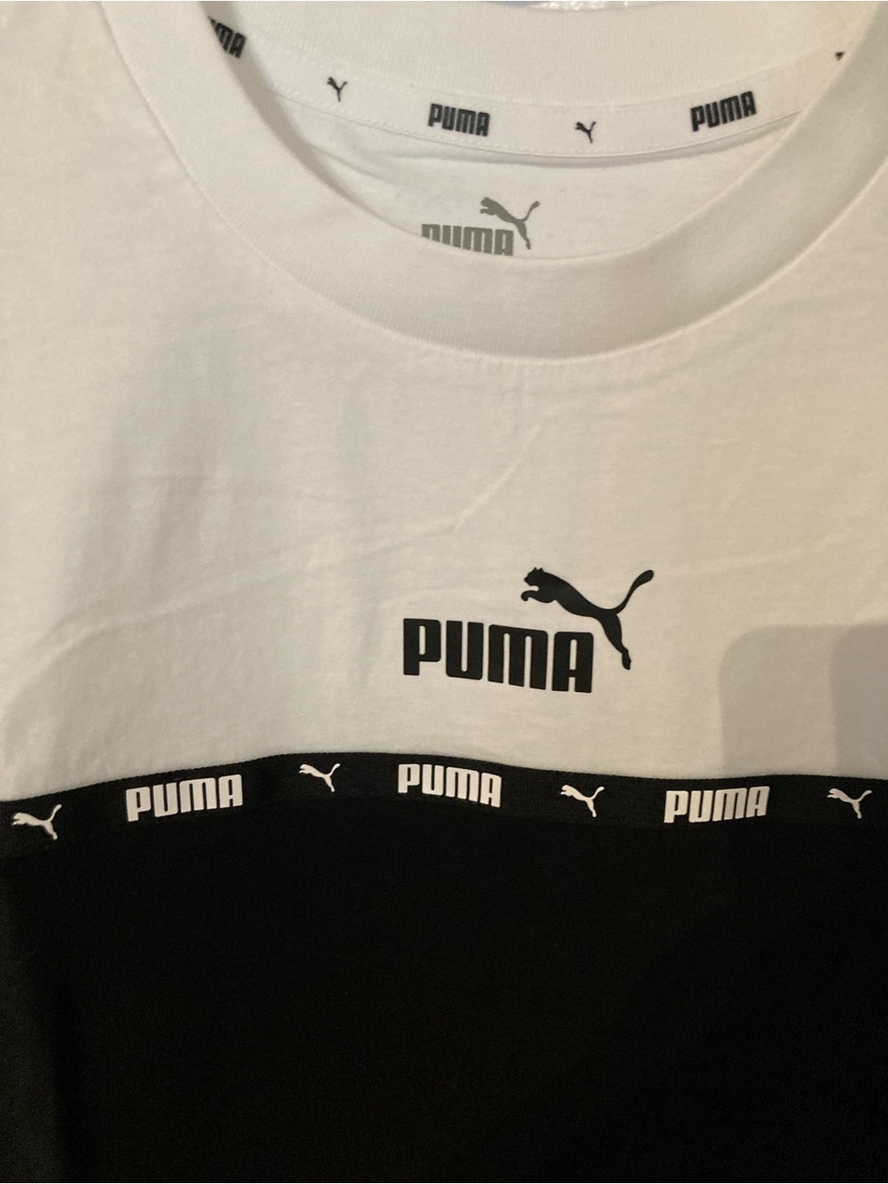 Puma White and Black Colorblock Logo Tee - Picture 2 of 8